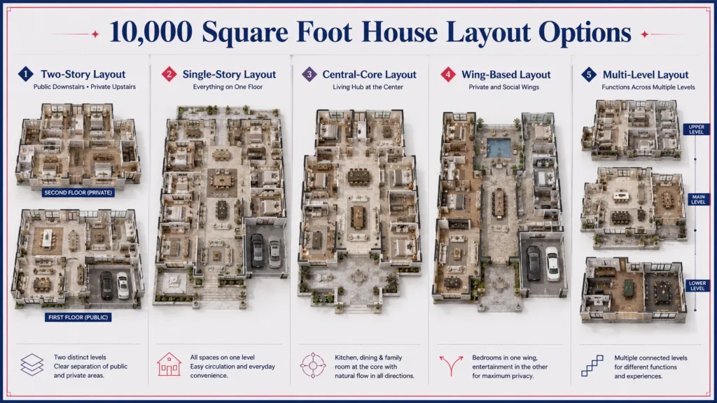 10,000 Square Foot House Layout Options