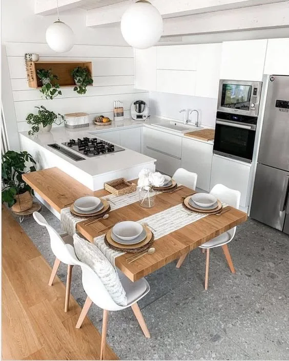 Small Kitchen with an Integrated Dining Area